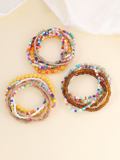 Conjuntos de pulseras de cuentas multicolores multicapa Boho