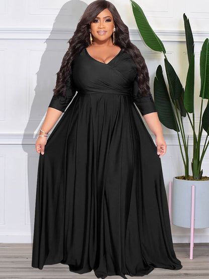 Vestidos largos ajustados con cuello en V y manga pulsera