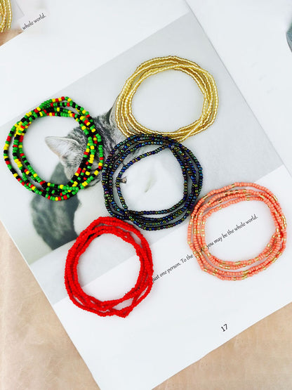 Cinturones étnicos multicolores multicapa