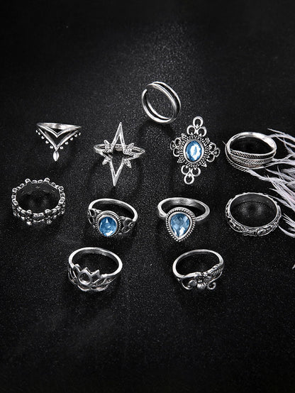 Eleven Piece European Imitation Gem Rings Set