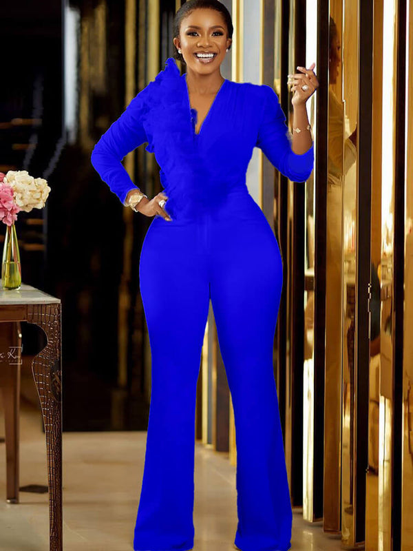 Long Sleeve Flare Bottoms Bodycon Jumpsuits