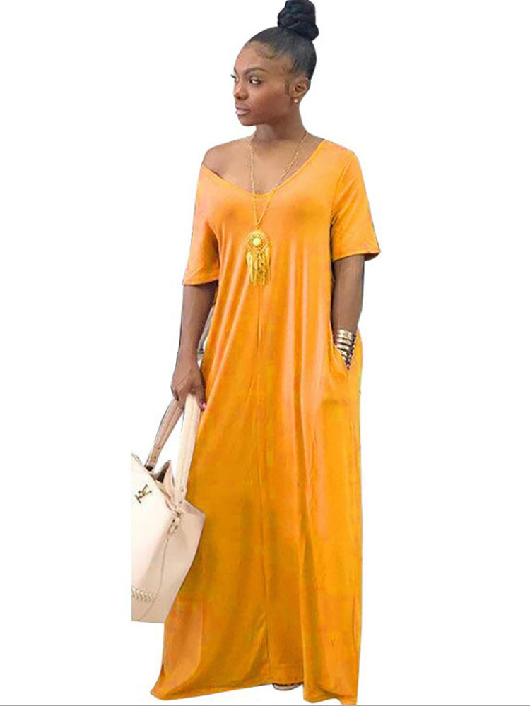 Casual Loose Pockets Maxi Dress
