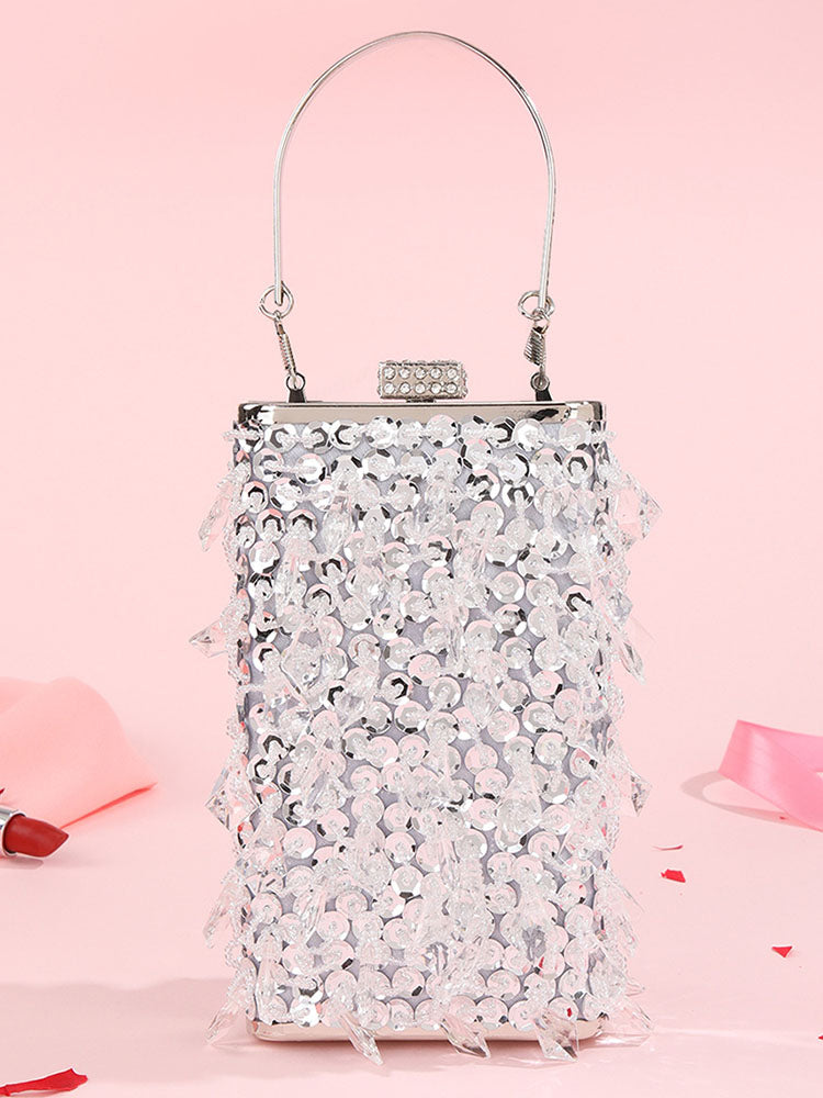 Bolsos bandolera de fiesta cuboides con cuentas brillantes