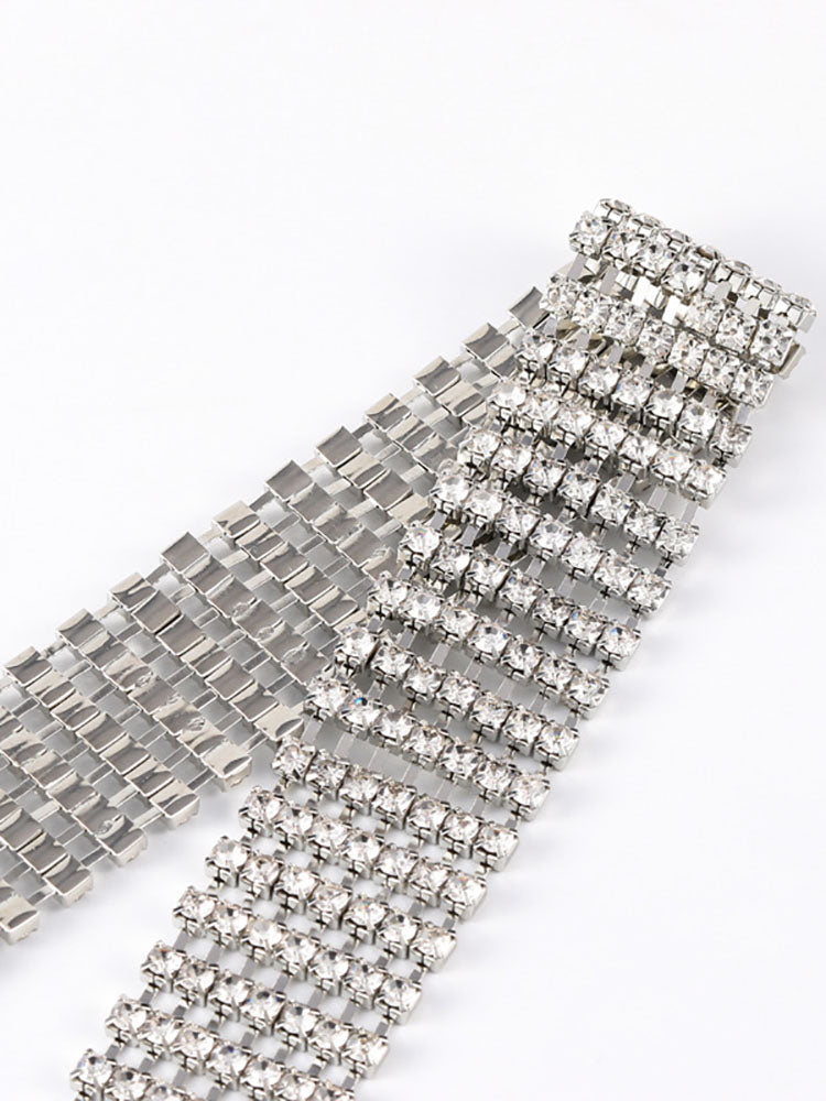 Cinturones minimalistas con purpurina y diamantes de imitación