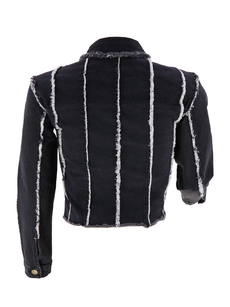 Chaquetas vaqueras de manga larga con botones rasgados