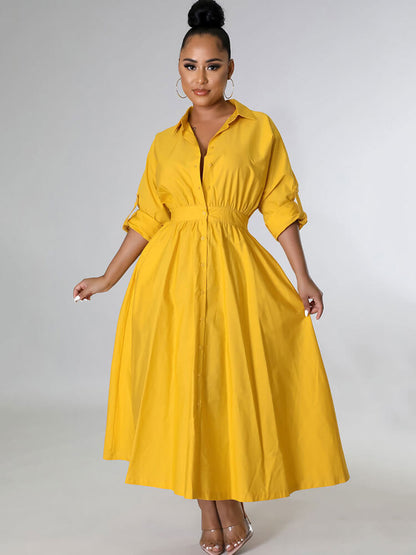 Vestidos largos ajustados de color sólido de manga larga