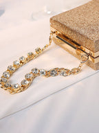 Bolso cuboide con cadena y purpurina de diamantes de imitación
