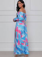 Vestidos largos fluidos con estampado floral y hombros descubiertos