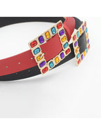 Cinturones de cintura de diamantes de colores con hebilla decorativa