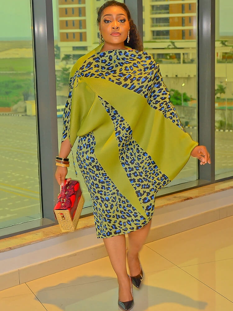 Minivestidos asimétricos con estampado de leopardo de manga larga