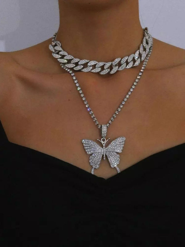 Butterfly Pendant Layered Necklaces