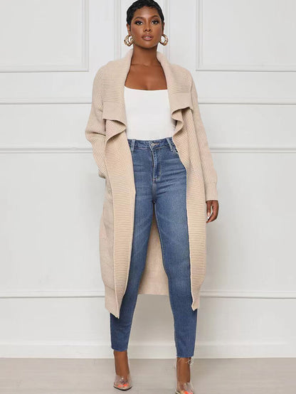 Cárdigan ajustado liso de manga larga de punto