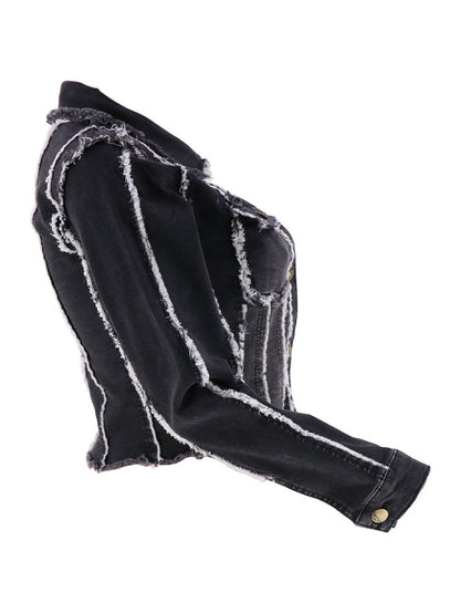 Denim Long Sleeves Button Ripped Jacket