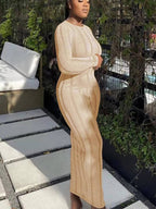 Vestidos largos sin espalda con borlas de manga larga