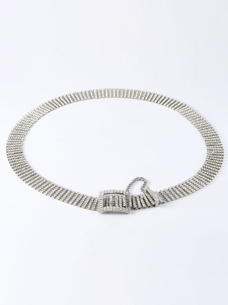 Cinturones minimalistas con purpurina y diamantes de imitación