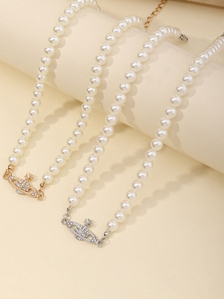 Collares de perlas con colgante de planeta
