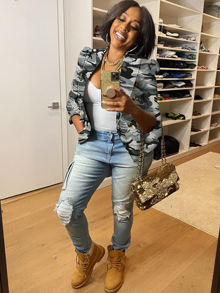 Chaquetas con estampado de camuflaje de manga larga