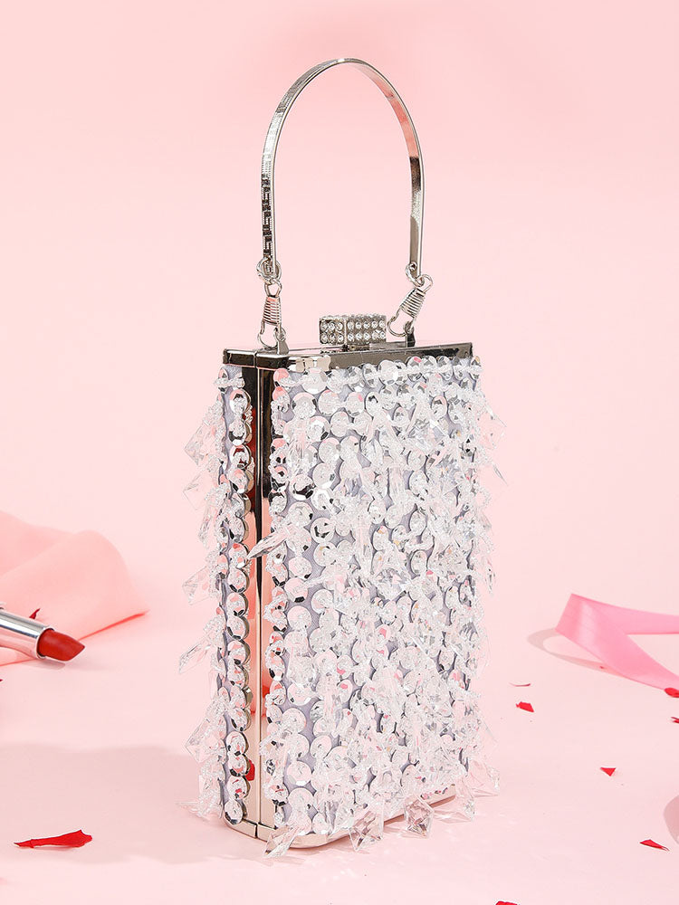 Bolsos bandolera de fiesta cuboides con cuentas brillantes