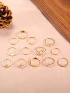Conjuntos de anillos de diamantes de imitación de perlas de once piezas