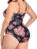 Plus Size One Piece Floral Hollow Out Swimsuit