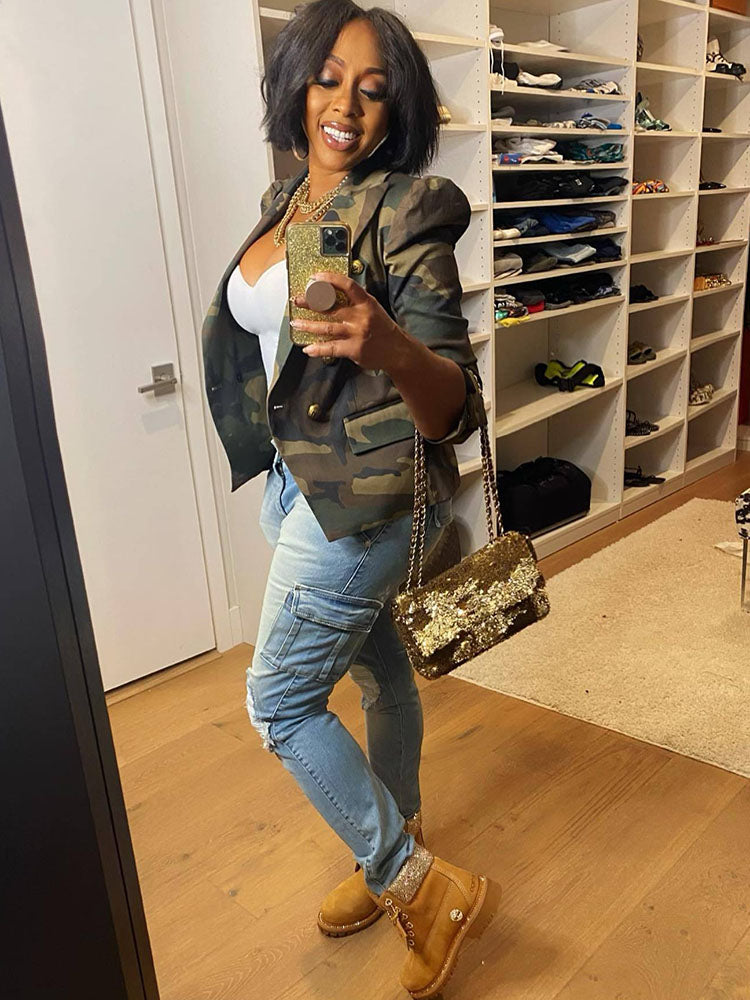 Chaquetas con estampado de camuflaje de manga larga