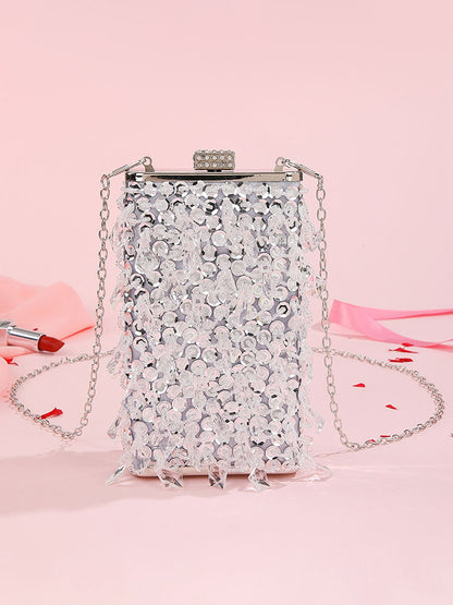 Bolsos bandolera de fiesta cuboides con cuentas brillantes