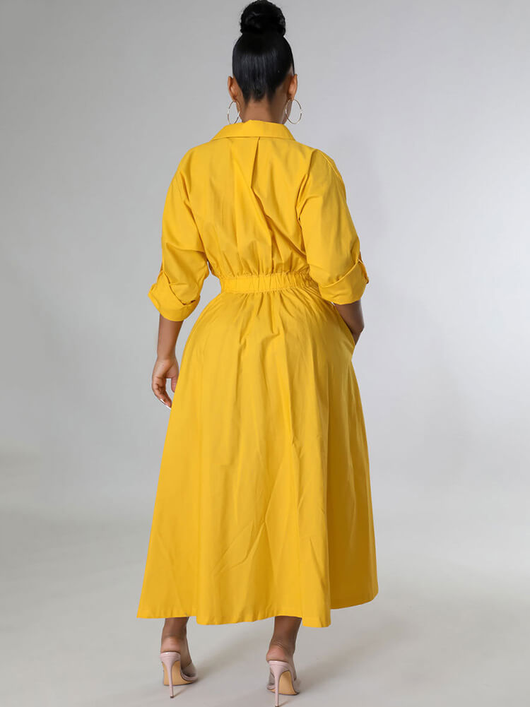 Vestidos largos ajustados de color sólido de manga larga