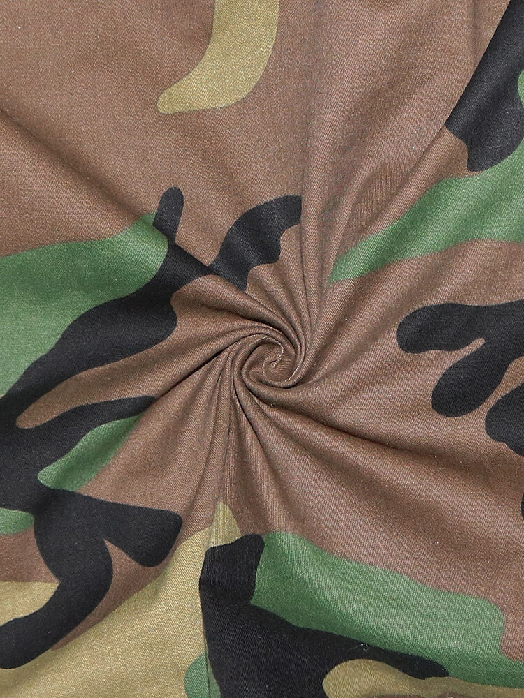 Long Sleeve Camouflage Printed Button Jacket