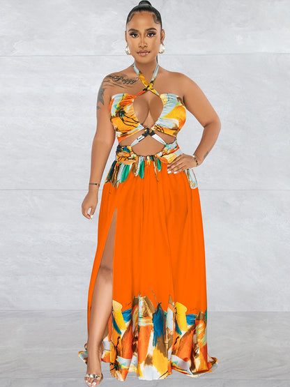 Off Shoulder Printed Patchwork Maxi Dress