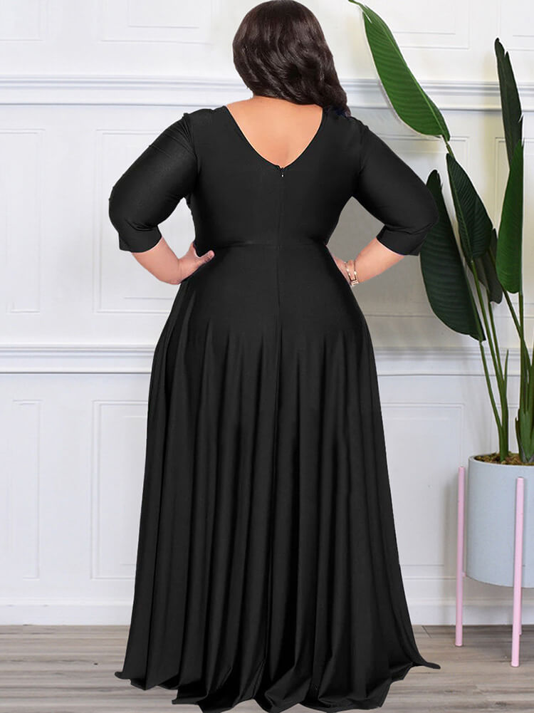 Vestidos largos ajustados con cuello en V y manga pulsera