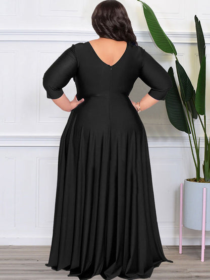 Vestidos largos ajustados con cuello en V y manga pulsera