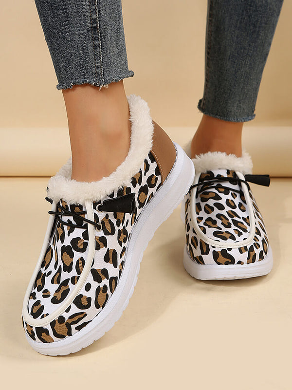 Leopard Slip-On Flat Warm Durable Shoes