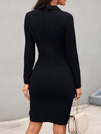 Long Sleeve Elegant V Neck Mini Dress