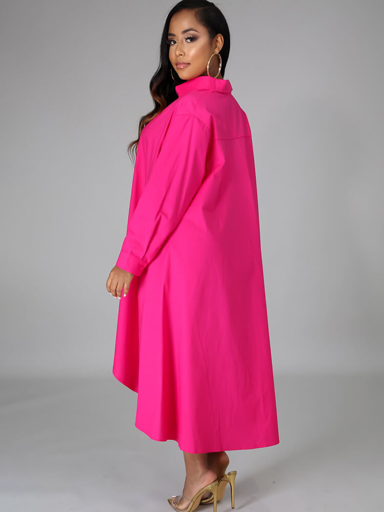 Vestido largo estilo camisa holgada de manga larga