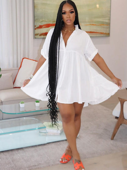 Mini vestidos con vuelo y volantes de manga corta