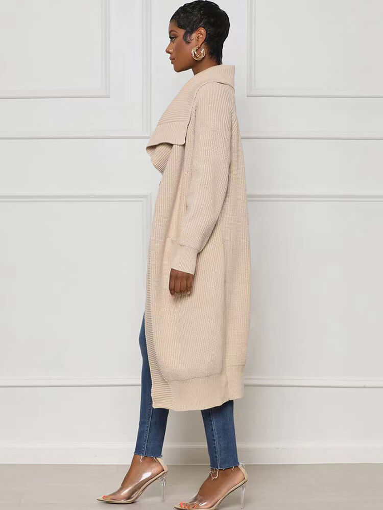 Cárdigan ajustado liso de manga larga de punto