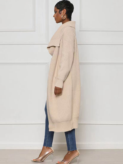 Cárdigan ajustado liso de manga larga de punto