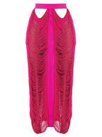 Two Piece Tassel Top Hollow Out Maxi Skrits