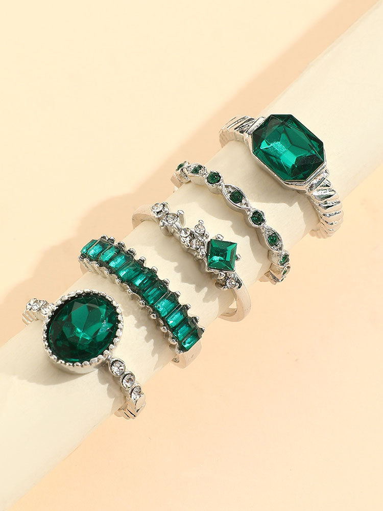 Five Piece Imitation Gem Rings Set