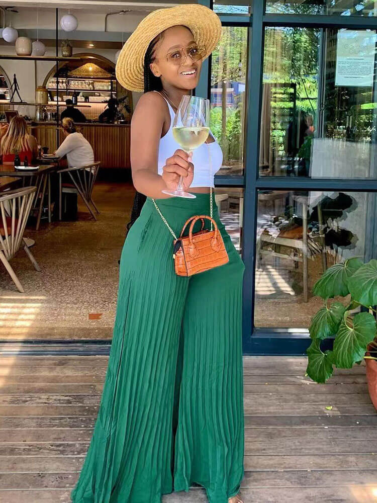 Pleated Loose Wide Leg Long pants