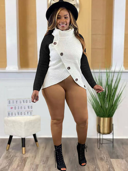 Long Sleeve Color Block Asymmetrical Top