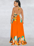 Vestidos largos con estampado de patchwork y hombros descubiertos
