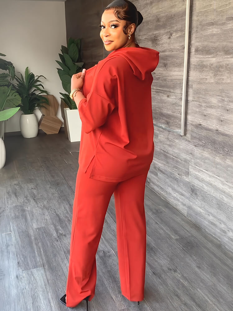 Two Piece Short Sleeve Hoodies Split Pants