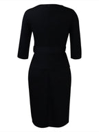 Half Sleeve Solid Color Bodycon Midi Dress