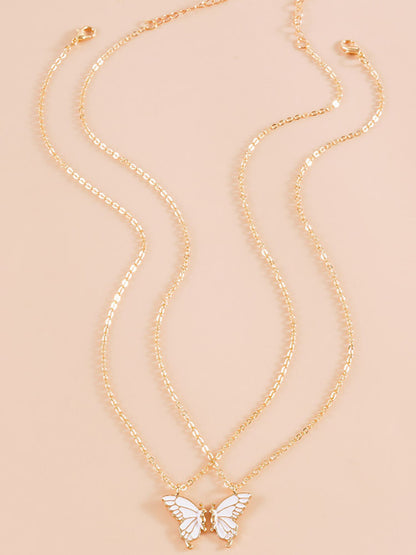 Collares de cadena con colgante de mariposa de doble capa
