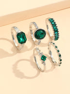 Conjuntos de anillos de gemas de imitación de cinco piezas