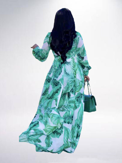 Vestidos largos plisados ​​con estampado floral