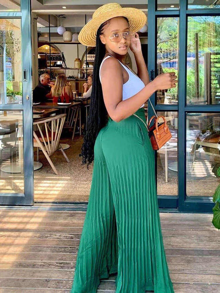 Pleated Loose Wide Leg Long pants