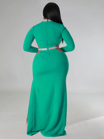Plus Size Cut Out Split Maxi Dresees