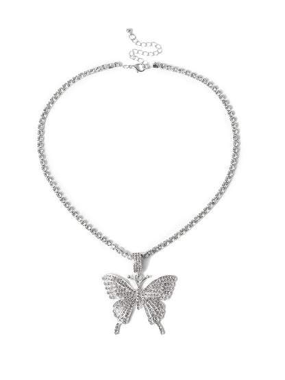 Collares de diamantes de imitación con colgante de mariposa europea